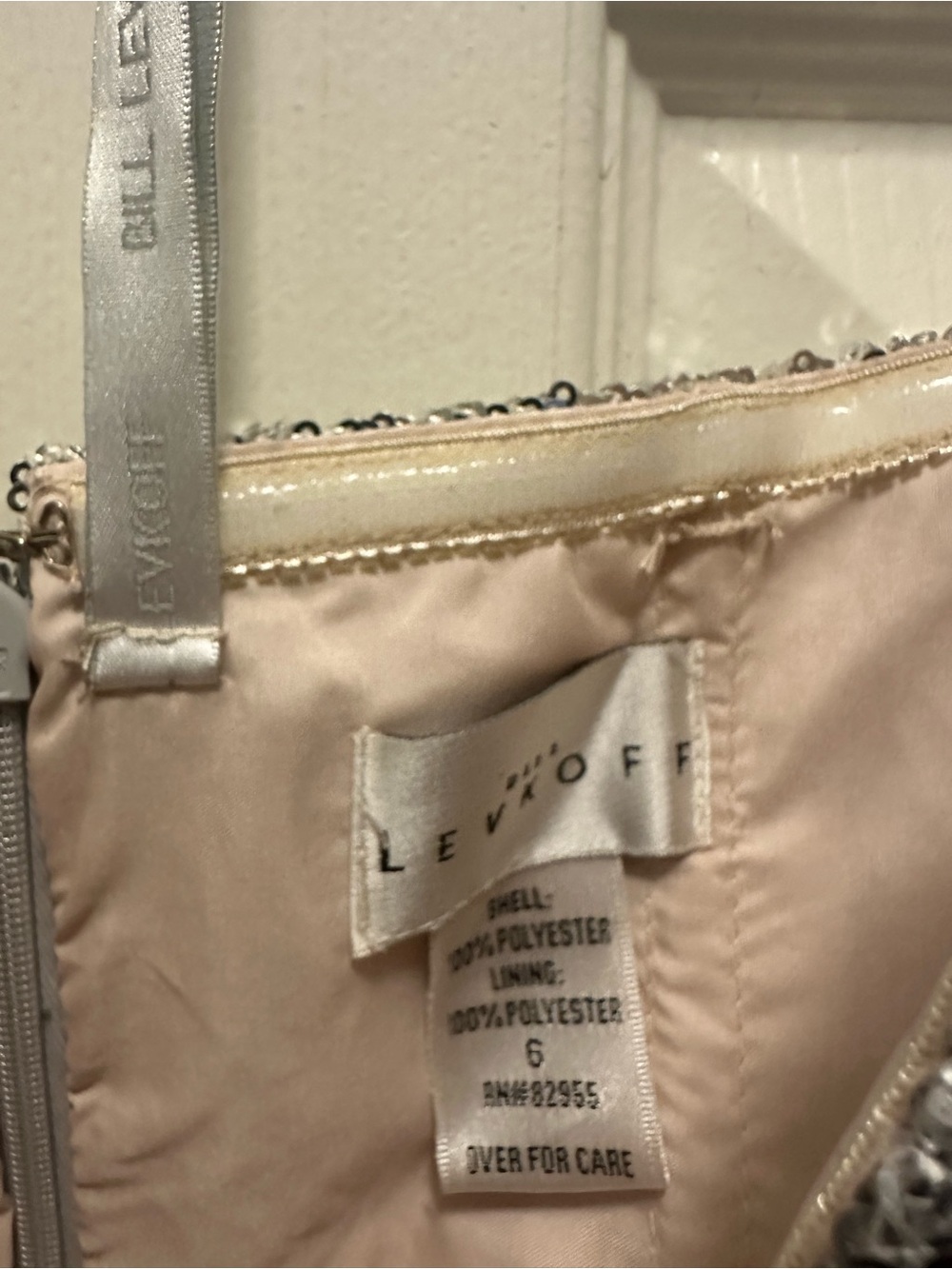 Bill Levkoff Silver Sequin Bodice Strapless Chiffon Dress - Picture 6 of 10